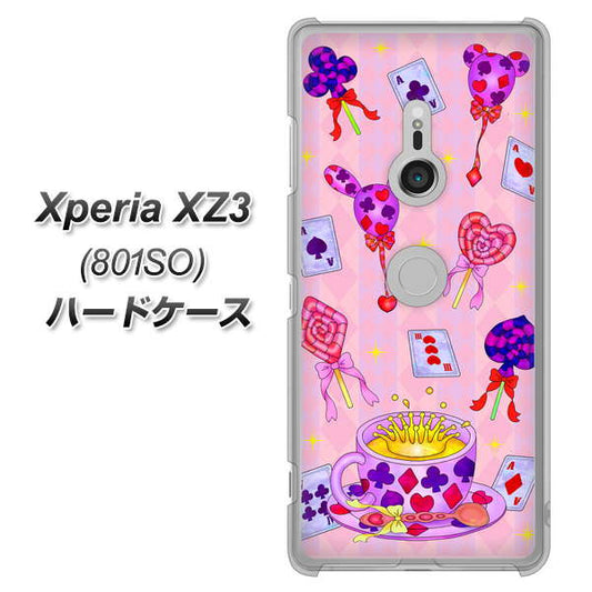 SoftBank エクスペリア XZ3 801SO 高画質仕上げ 背面印刷 ハードケース【AG817 トランプティー（ピンク）】