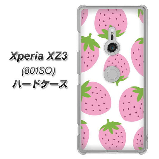 SoftBank エクスペリア XZ3 801SO 高画質仕上げ 背面印刷 ハードケース【SC816 大きいイチゴ模様 ピンク】