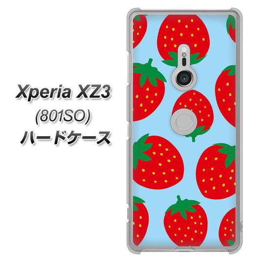 SoftBank エクスペリア XZ3 801SO 高画質仕上げ 背面印刷 ハードケース【SC821 大きいイチゴ模様レッドとブルー】