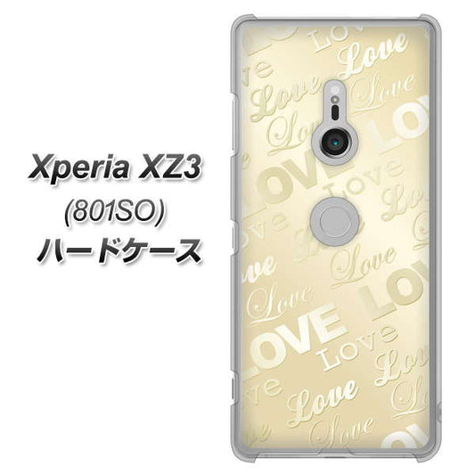 SoftBank エクスペリア XZ3 801SO 高画質仕上げ 背面印刷 ハードケース【SC840 エンボス風LOVEリンク（ヌーディーベージュ）】