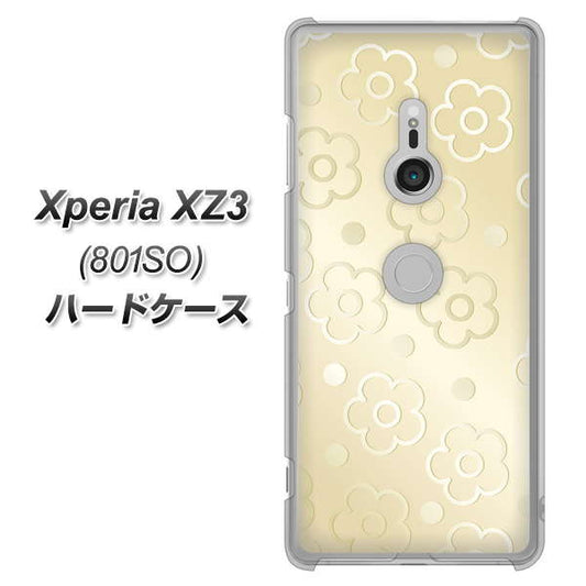 SoftBank エクスペリア XZ3 801SO 高画質仕上げ 背面印刷 ハードケース【SC842 エンボス風デイジーシンプル（ベージュ）】