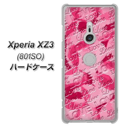 SoftBank エクスペリア XZ3 801SO 高画質仕上げ 背面印刷 ハードケース【SC845 フラワーヴェルニLOVE濃いピンク（ローズアンディアン）】