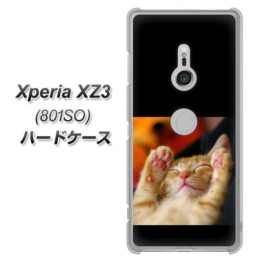SoftBank エクスペリア XZ3 801SO 高画質仕上げ 背面印刷 ハードケース【VA804 爆睡するネコ】
