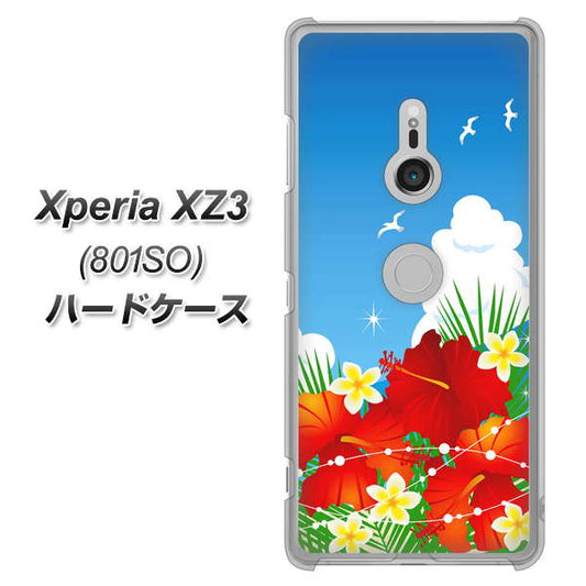 SoftBank エクスペリア XZ3 801SO 高画質仕上げ 背面印刷 ハードケース【VA821 ハイビスカスと青空】
