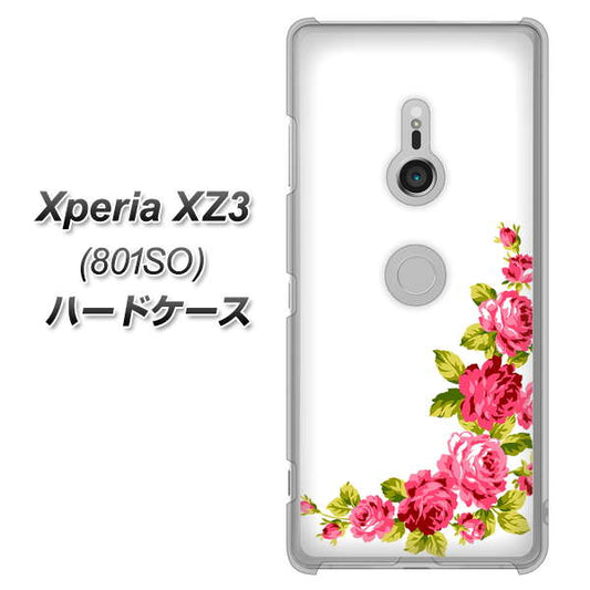 SoftBank エクスペリア XZ3 801SO 高画質仕上げ 背面印刷 ハードケース【VA825 バラのフレーム(白)】