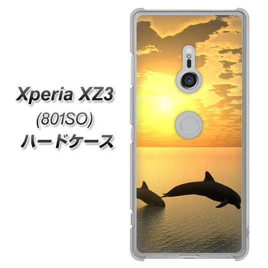SoftBank エクスペリア XZ3 801SO 高画質仕上げ 背面印刷 ハードケース【VA845 夕暮れのドルフィン】