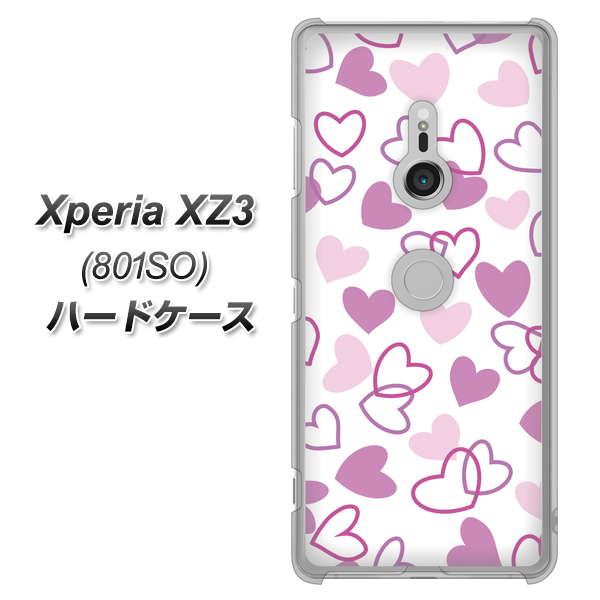 SoftBank エクスペリア XZ3 801SO 高画質仕上げ 背面印刷 ハードケース【VA928 ハートがいっぱい パープル】
