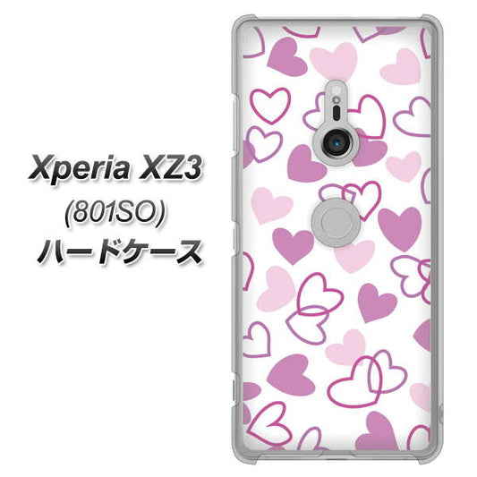 SoftBank エクスペリア XZ3 801SO 高画質仕上げ 背面印刷 ハードケース【VA928 ハートがいっぱい パープル】