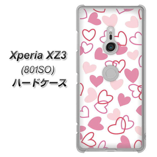 SoftBank エクスペリア XZ3 801SO 高画質仕上げ 背面印刷 ハードケース【VA929 ハートがいっぱい ピンク】