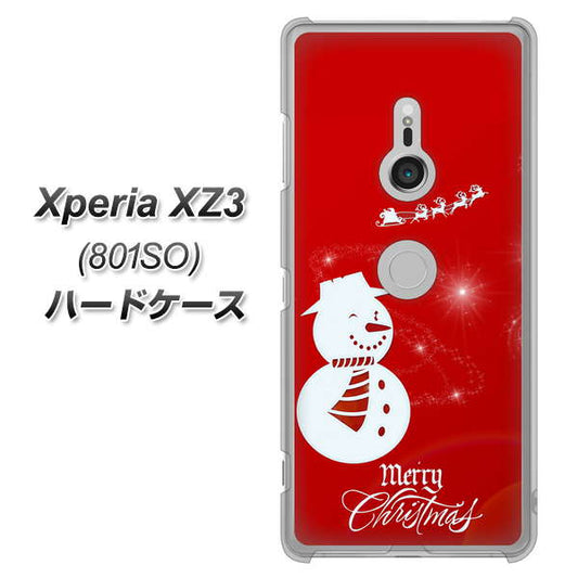 SoftBank エクスペリア XZ3 801SO 高画質仕上げ 背面印刷 ハードケース【XA802 ウインク雪だるま】