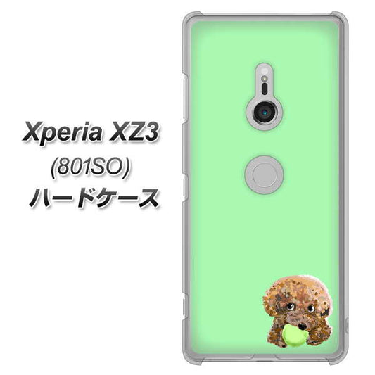 SoftBank エクスペリア XZ3 801SO 高画質仕上げ 背面印刷 ハードケース【YJ055 トイプードル＆ボール（グリーン）】