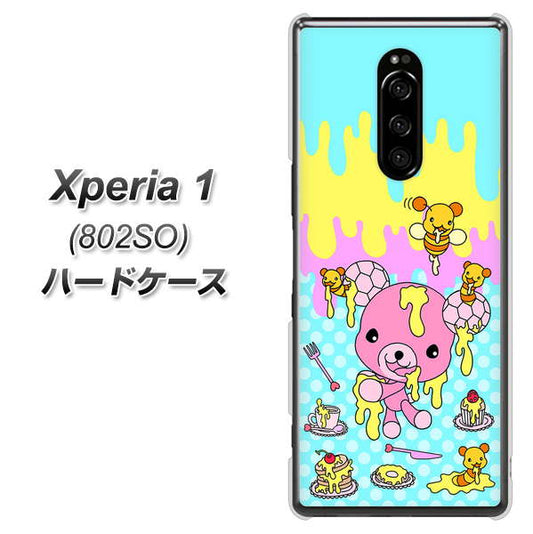 softbank エクスぺリア ワン 802SO 高画質仕上げ 背面印刷 ハードケース【AG821 ハニベア(水玉水色)】