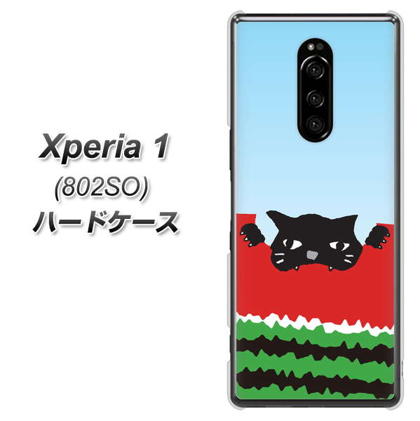 softbank エクスぺリア ワン 802SO 高画質仕上げ 背面印刷 ハードケース【IA815 すいかをかじるネコ(大)】