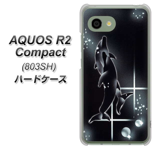 SoftBank アクオス R2 コンパクト 803SH 高画質仕上げ 背面印刷 ハードケース【158 ブラックドルフィン】