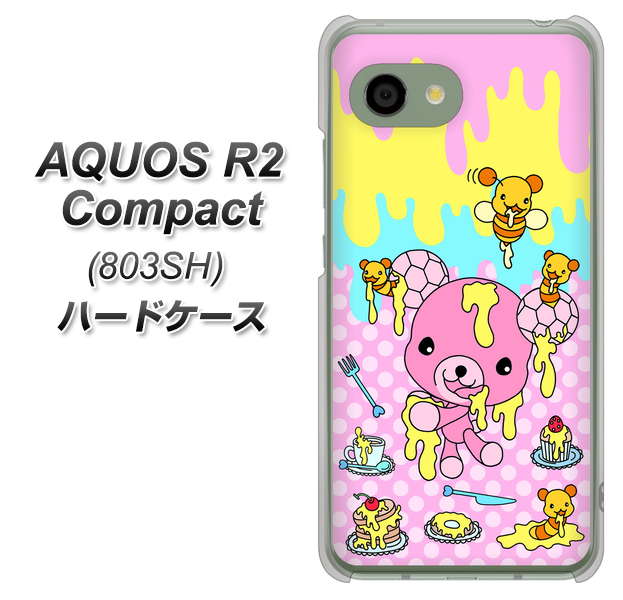 SoftBank アクオス R2 コンパクト 803SH 高画質仕上げ 背面印刷 ハードケース【AG822 ハニベア(水玉ピンク)】