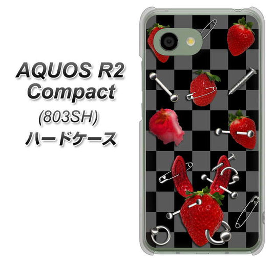 SoftBank アクオス R2 コンパクト 803SH 高画質仕上げ 背面印刷 ハードケース【AG833 苺パンク(黒)】