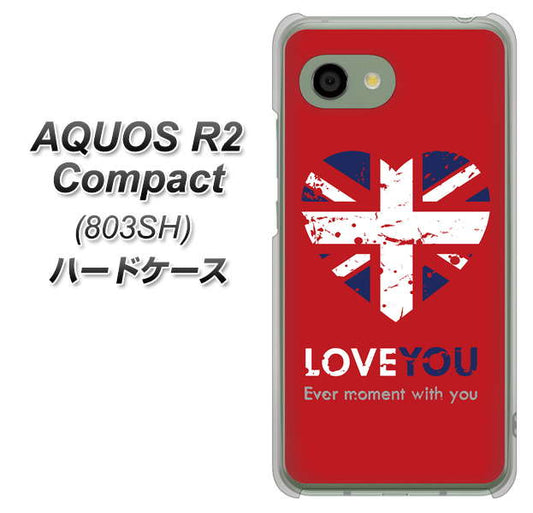 SoftBank アクオス R2 コンパクト 803SH 高画質仕上げ 背面印刷 ハードケース【SC804 ユニオンジャック ハートビンテージレッド】