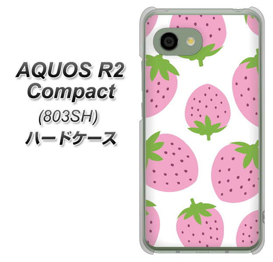 SoftBank アクオス R2 コンパクト 803SH 高画質仕上げ 背面印刷 ハードケース【SC816 大きいイチゴ模様 ピンク】