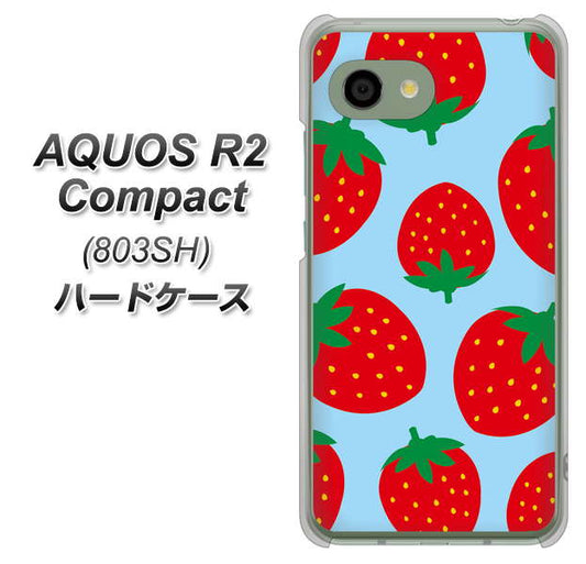 SoftBank アクオス R2 コンパクト 803SH 高画質仕上げ 背面印刷 ハードケース【SC821 大きいイチゴ模様レッドとブルー】