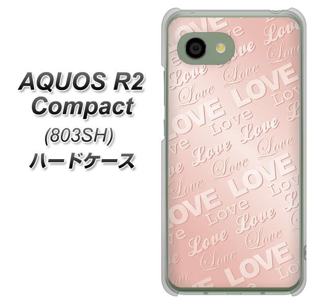 SoftBank アクオス R2 コンパクト 803SH 高画質仕上げ 背面印刷 ハードケース【SC841 エンボス風LOVEリンク(ローズピンク)】