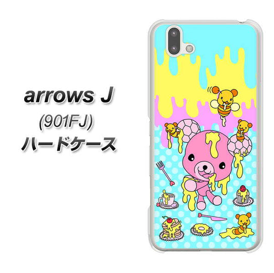 アローズ J 901FJ 高画質仕上げ 背面印刷 ハードケース【AG821 ハニベア(水玉水色)】