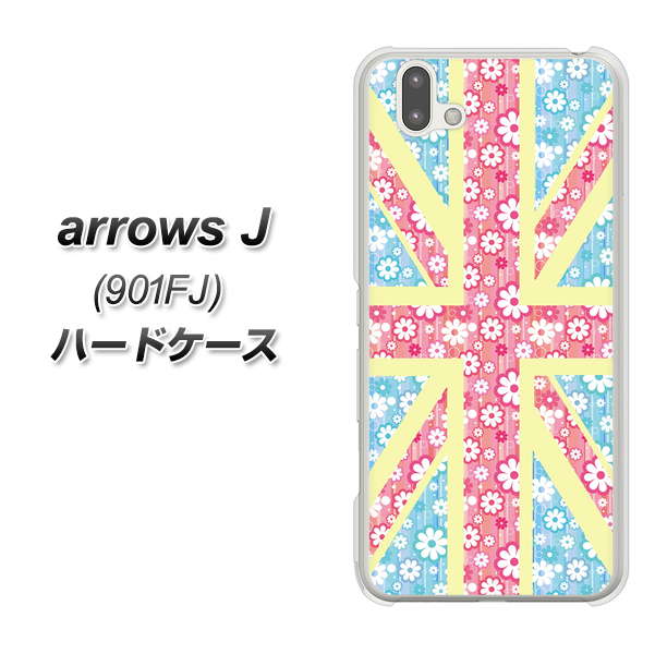 アローズ J 901FJ 高画質仕上げ 背面印刷 ハードケース【EK895 ユニオンジャックパステルフラワー】