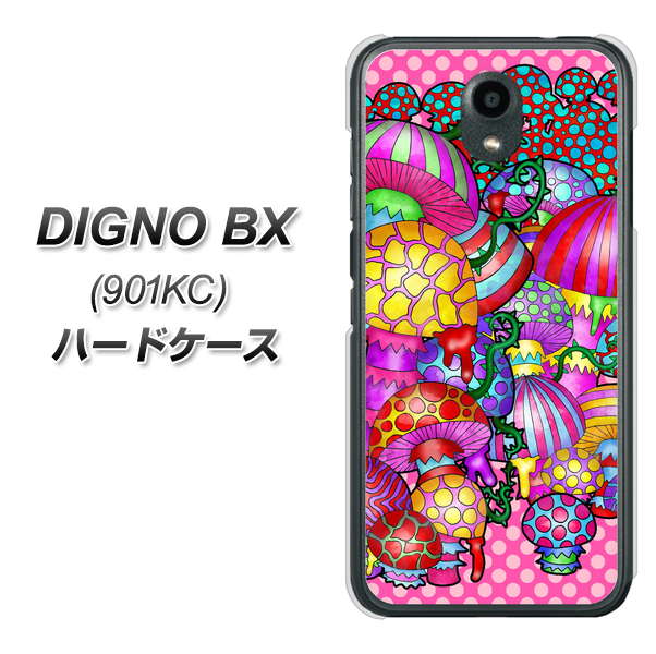 Softbank ディグノBX 901KC 高画質仕上げ 背面印刷 ハードケース【AG806 きのこ(ピンク)】