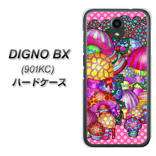 Softbank ディグノBX 901KC 高画質仕上げ 背面印刷 ハードケース【AG806 きのこ（ピンク）】