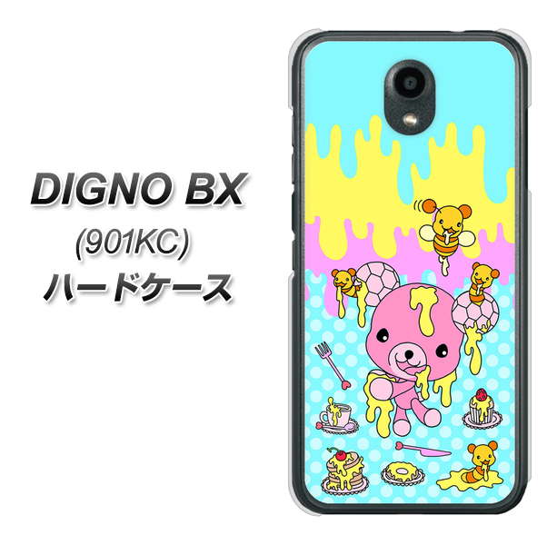 Softbank ディグノBX 901KC 高画質仕上げ 背面印刷 ハードケース【AG821 ハニベア(水玉水色)】