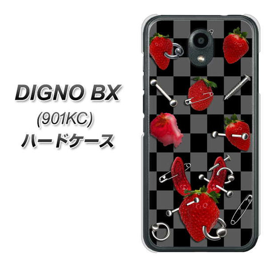 Softbank ディグノBX 901KC 高画質仕上げ 背面印刷 ハードケース【AG833 苺パンク(黒)】