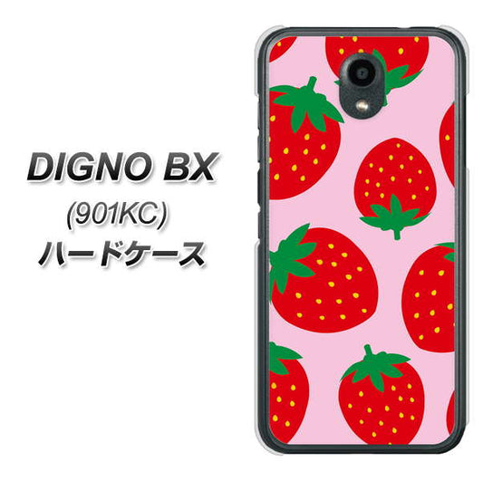 Softbank ディグノBX 901KC 高画質仕上げ 背面印刷 ハードケース【SC820 大きいイチゴ模様レッドとピンク】