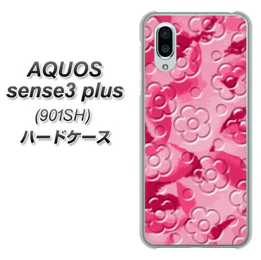 SoftBank アクオスセンス3 プラス 901SH 高画質仕上げ 背面印刷 ハードケース【SC847 フラワーヴェルニ花濃いピンク(ローズアンディアン)】