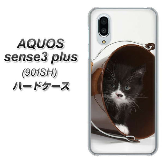 SoftBank アクオスセンス3 プラス 901SH 高画質仕上げ 背面印刷 ハードケース【VA800 ネコとバケツ】