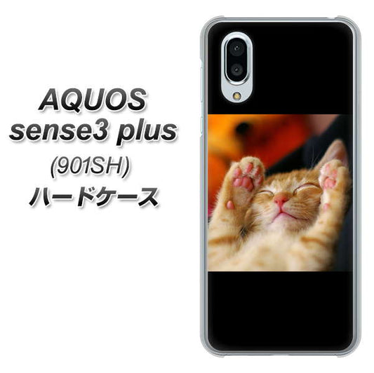 SoftBank アクオスセンス3 プラス 901SH 高画質仕上げ 背面印刷 ハードケース【VA804 爆睡するネコ】
