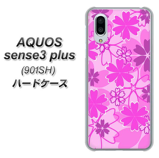 SoftBank アクオスセンス3 プラス 901SH 高画質仕上げ 背面印刷 ハードケース【VA961 重なり合う花 ピンク】