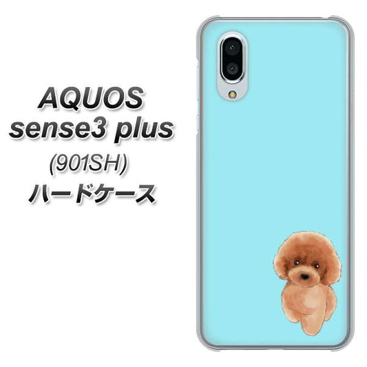 SoftBank アクオスセンス3 プラス 901SH 高画質仕上げ 背面印刷 ハードケース【YJ050 トイプードルレッド(ブルー)】