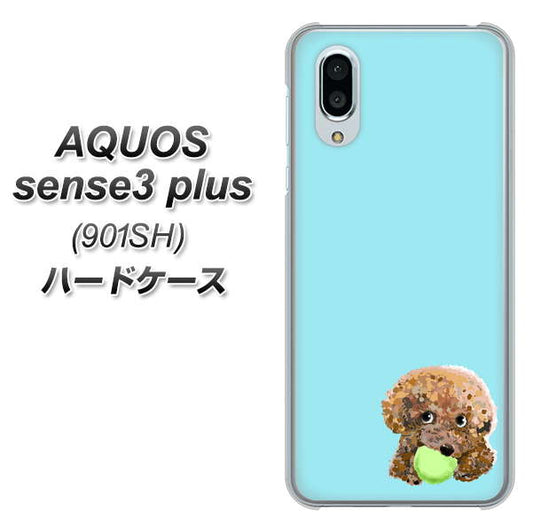 SoftBank アクオスセンス3 プラス 901SH 高画質仕上げ 背面印刷 ハードケース【YJ054 トイプードル&ボール(ブルー)】