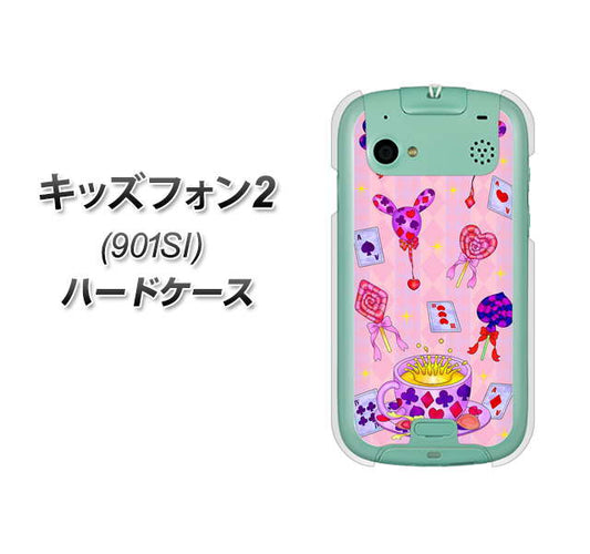 SoftBank キッズフォン2 901SI 高画質仕上げ 背面印刷 ハードケース【AG817 トランプティー(ピンク)】