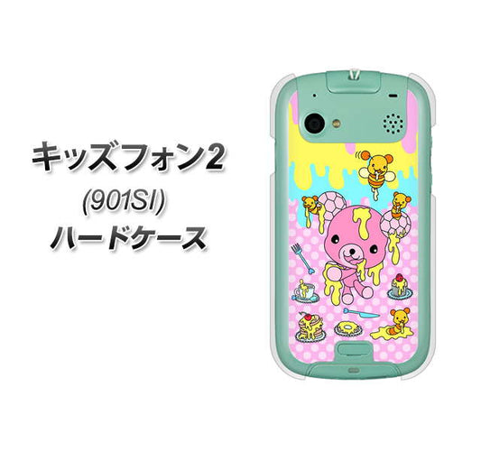 SoftBank キッズフォン2 901SI 高画質仕上げ 背面印刷 ハードケース【AG822 ハニベア(水玉ピンク)】