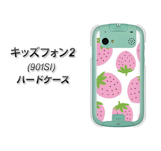 SoftBank キッズフォン2 901SI 高画質仕上げ 背面印刷 ハードケース【SC816 大きいイチゴ模様 ピンク】