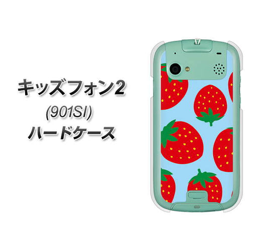 SoftBank キッズフォン2 901SI 高画質仕上げ 背面印刷 ハードケース【SC821 大きいイチゴ模様レッドとブルー】