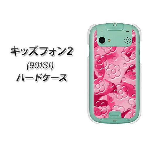 SoftBank キッズフォン2 901SI 高画質仕上げ 背面印刷 ハードケース【SC847 フラワーヴェルニ花濃いピンク(ローズアンディアン)】