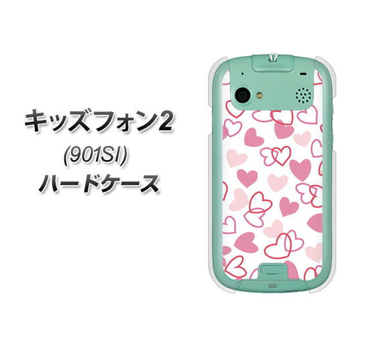 SoftBank キッズフォン2 901SI 高画質仕上げ 背面印刷 ハードケース【VA929 ハートがいっぱい ピンク】