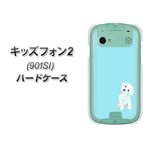 SoftBank キッズフォン2 901SI 高画質仕上げ 背面印刷 ハードケース【YJ070 トイプードルホワイト(ブルー)】
