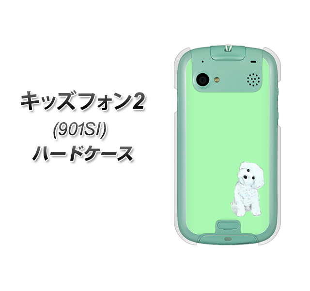 SoftBank キッズフォン2 901SI 高画質仕上げ 背面印刷 ハードケース【YJ071 トイプードルホワイト(グリーン)】
