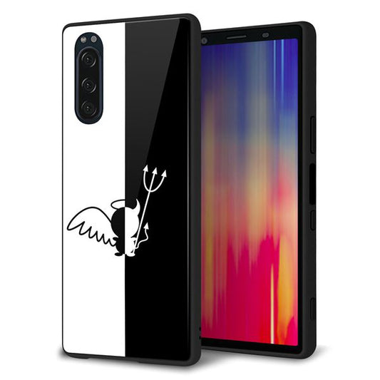 softbank エクスペリア5 901SO 強化ガラス&TPUスマホケース ガラプリ【027 ハーフデビット】