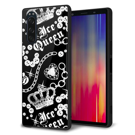 softbank エクスペリア5 901SO 強化ガラス&TPUスマホケース ガラプリ【187 ゴージャス クラウン】