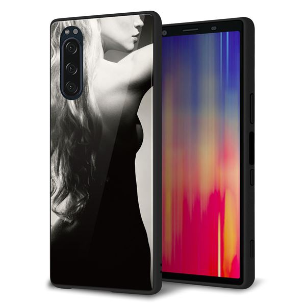 softbank エクスペリア5 901SO 強化ガラス&TPUスマホケース ガラプリ【KM890 バックスタイル】