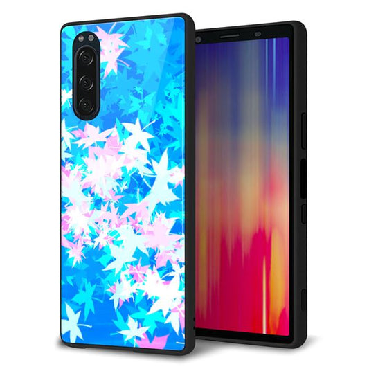 softbank エクスペリア5 901SO 強化ガラス&TPUスマホケース ガラプリ【YJ290 デザインもみじ】
