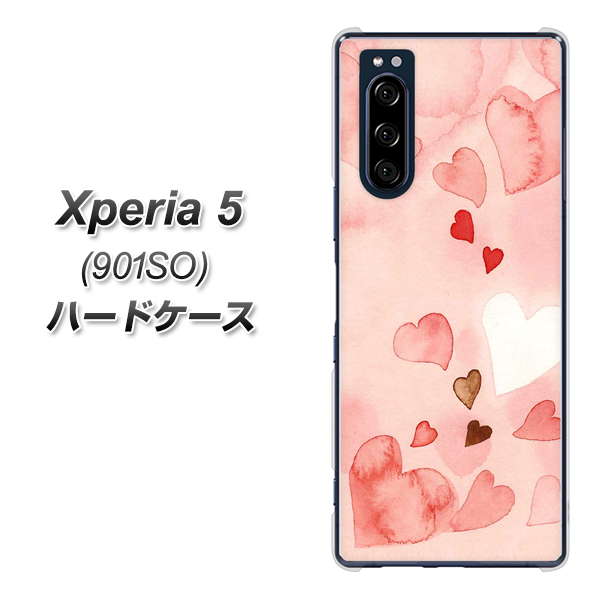 softbank エクスペリア5 901SO 高画質仕上げ 背面印刷 ハードケース【1125 ハートの和紙】